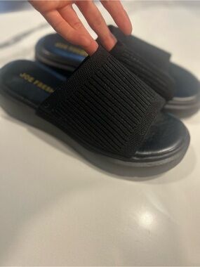 Black Slip-On Knit Slide Sandals